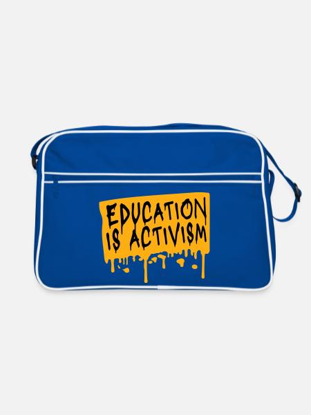 Education Is Activism Bildung Aktivismus Statement - Retro Bag - blue/white - Front