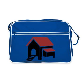 Chicken coop farm icon - Retro Bag - blue/white - Front