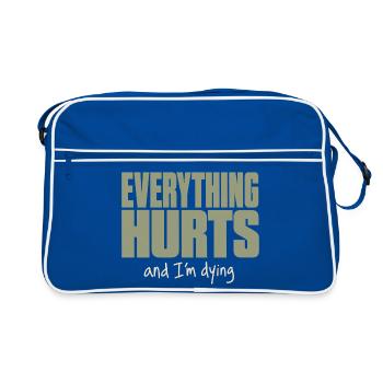 Everything Hurts - Funny Fitness Shirt - Retro Bag - blue/white - Front