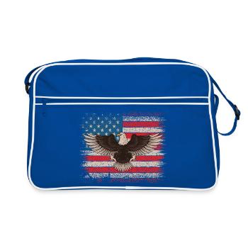 Weißkopfseeadler USA Flagge Amerikanischer Adler  - Retro Tasche - Blau/Weiß - Vorne