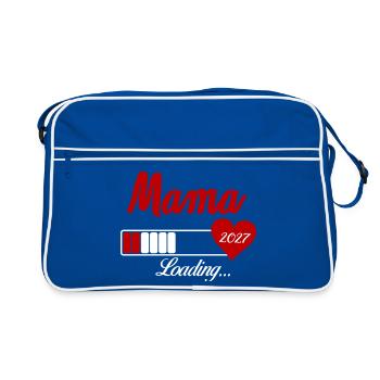 Mama Loading 2027 Herz - Retro Tasche - Blau/Weiß - Vorne