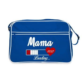 Mama Loading 2027 Herz - Retro Tasche - Blau/Weiß - Vorne