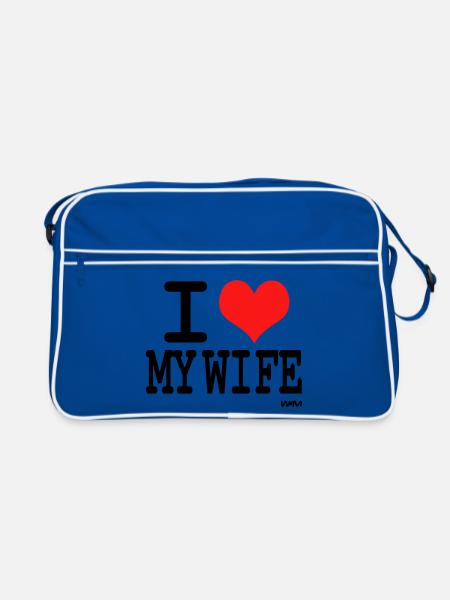 I love my wife - couleurs personnalisables - Sac Retro - bleu/blanc - Devant