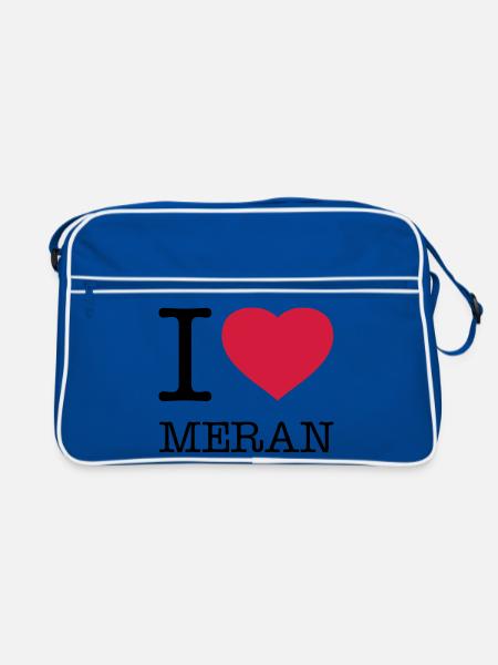 I LOVE MERAN - Retro Tasche - Blau/Weiß - Vorne