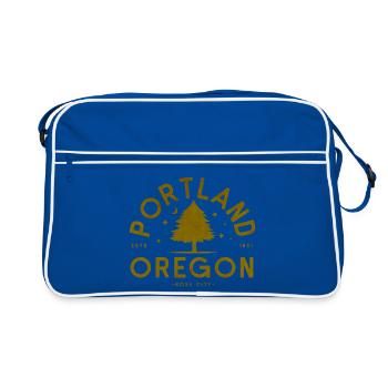 Portland Oregon Vintage Baum Logo - Retro Tasche - Blau/Weiß - Vorne