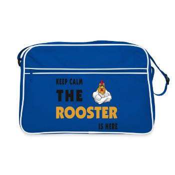 Ruhe bewahren der Hahn ist hier - Retro Tasche - Blau/Weiß - Vorne