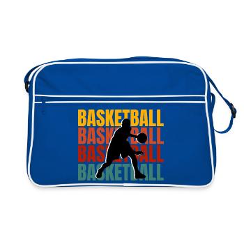 joueur de basketball entrain de dribbler - Sac Retro - bleu/blanc - Devant
