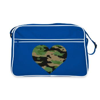 Camouflage Heart Design - Retro Bag - blue/white - Front