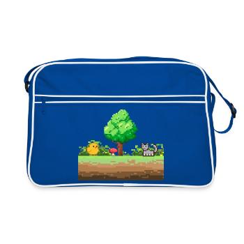 Pixelgarten Abenteuer - Retro Tasche - Blau/Weiß - Vorne
