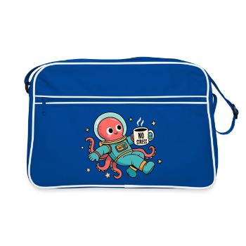 Weltraum-Astronaut Oktopus mit Kaffeetasse - Retro Tasche - Blau/Weiß - Vorne