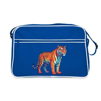 Colorful Tiger Rainbow Pop Art Watercolor - Retro Bag - blue/white - Front