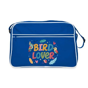 Bird Lover: Couleurs et plumes joyeuses - Sac Retro - bleu/blanc - Devant
