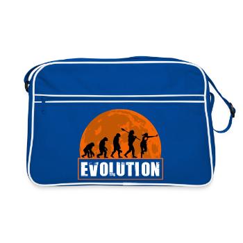 Evolution of Women's Rugby Player Silhouette - Retro Bag - blue/white - Front