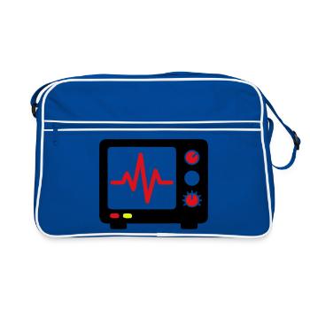 ECG Monitor Heartbeat Medicine - Retro Bag - blue/white - Front