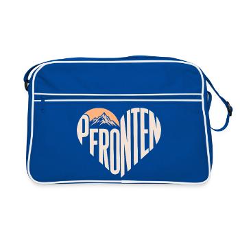 Cœur de fronte avec soleil et montagne - Sac Retro - bleu/blanc - Devant