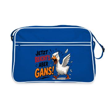  Jetzt Reicht's Aber Gans Lustige Wütende Gans - Retro Tasche - Blau/Weiß - Vorne