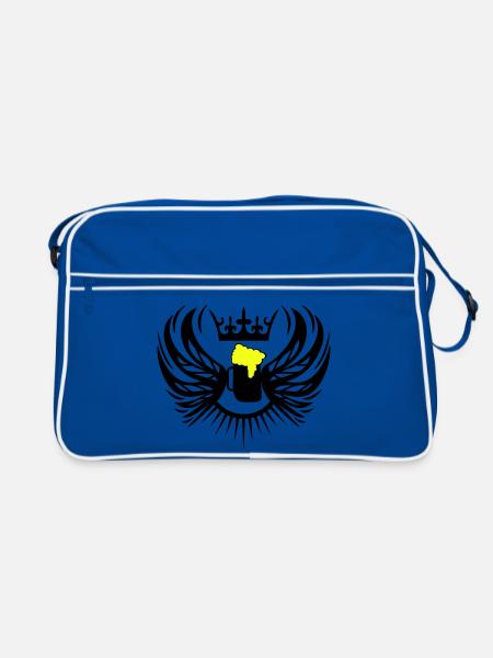 bier_wappen2 - Retro Tasche - Blau/Weiß - Vorne