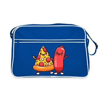 Amis de la part de pizza et de la saucisse - Sac Retro - bleu/blanc - Devant