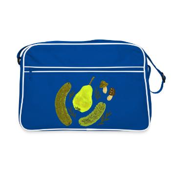 Collage de nature morte de fruits de jardin - Sac Retro - bleu/blanc - Devant