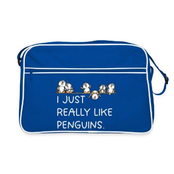 Pinguine Spruch Penguin Lover Tierhumor Cartoon - Retro Tasche - Blau/Weiß - Vorne