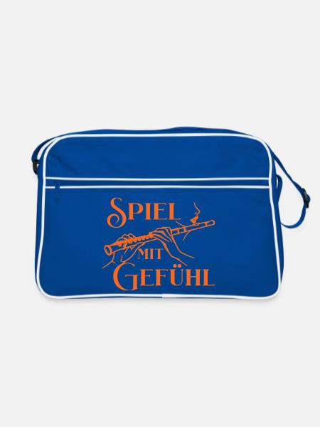 Querflöte - Spiel mit Gefühl Flötenmusik Flötistin - Retro Tasche - Blau/Weiß