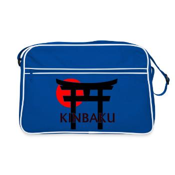 Kinbaku unter Torii und roter Sonne (weiß) - Retro Tasche - Blau/Weiß - Vorne