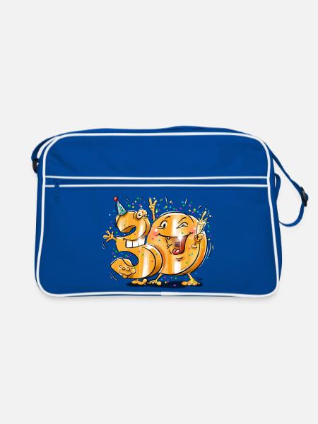 30. Geburtstag - Retro Tasche - Blau/Weiß