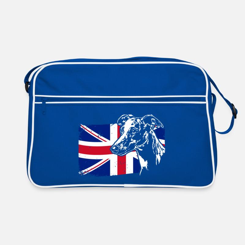WHIPPET Union Jack Flag Hunde Wilsigns Retro Tasche