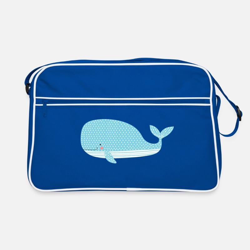 Niedlicher Wal - Retro Tasche - Blau/Weiß