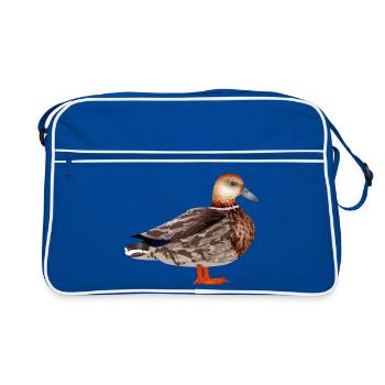 Dessin femelle canard coloré & collé - Sac Retro - bleu/blanc - Devant