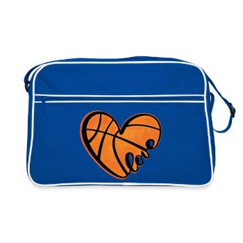 Basketball Heart with Love - Retro Bag - blue/white - Front