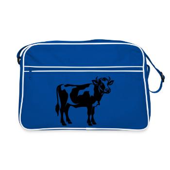 Schattenmilchkuh stehend – transparent SVG boerderi - Retro Tasche - Blau/Weiß - Vorne