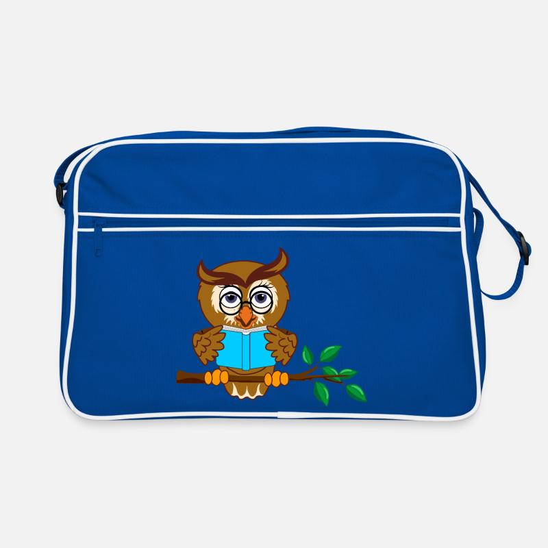 Tree Branch Owl with Blue Book Retro Bag