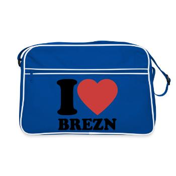 J’aime les bretzels - Coeur - Bretzel - Sac Retro - bleu/blanc - Devant