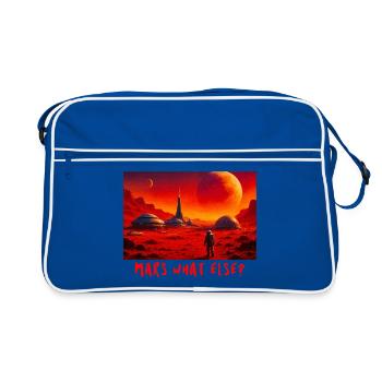 Mars Story: Erkundung der Roten Welt - Retro Tasche - Blau/Weiß - Vorne