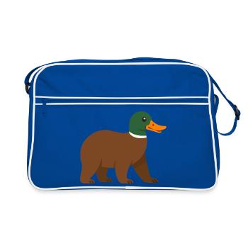 Le canard ours - il a du bec !  - Sac Retro - bleu/blanc - Devant