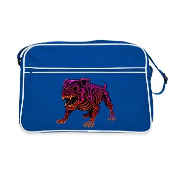 Neon Skelett Dinosaurier - Retro Tasche - Blau/Weiß - Vorne