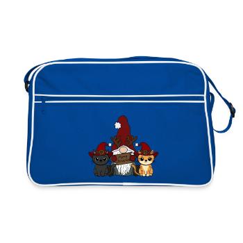 Katzen Wichtel  - Retro Tasche - Blau/Weiß - Vorne