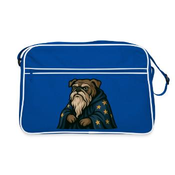 Bulldogge Zauberer mit Bart und Stern Robe Kunst - Retro Tasche - Blau/Weiß - Vorne