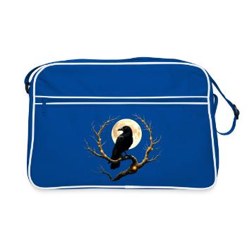Corbeau de la nuit sous la pleine lune - Sac Retro - bleu/blanc - Devant