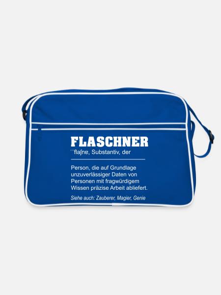 Flaschner lustige Definition - Retro Tasche - Blau/Weiß - Vorne