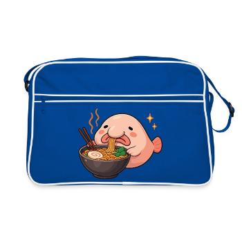 Poisson blob aux nouilles, Ramen, kawaii, poisson blob - Sac Retro - bleu/blanc - Devant
