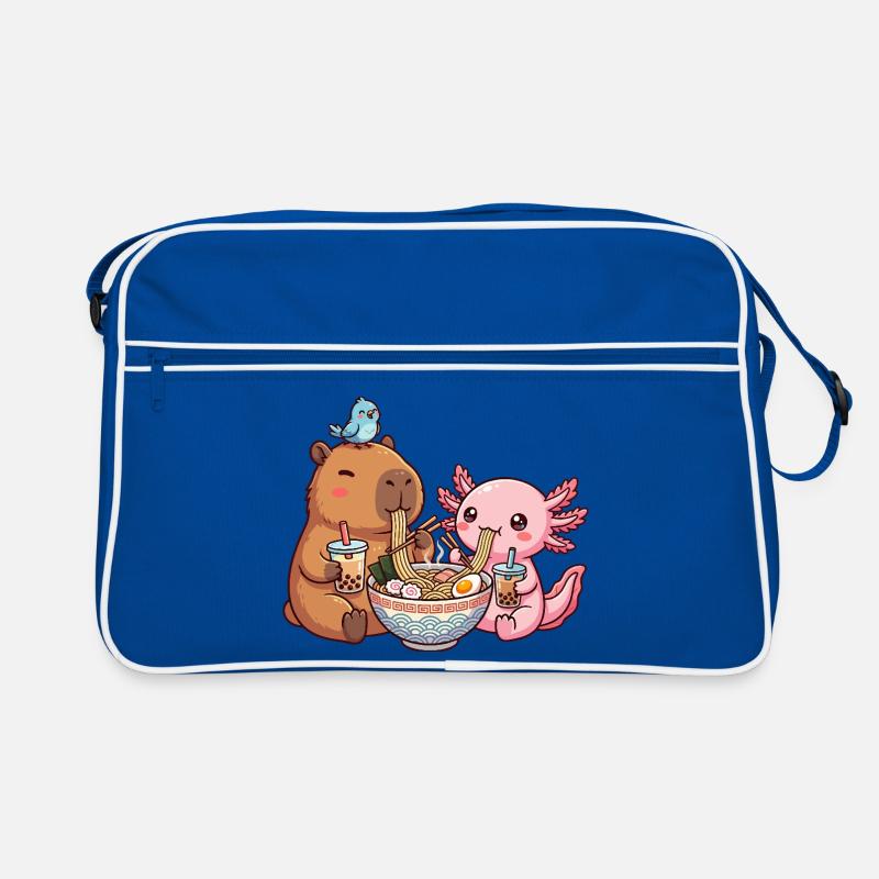 Kawaii Capybara Axolotl Ramen Bubble Tea Retro Tasche