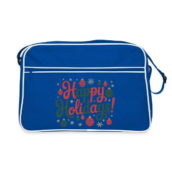 Happy Holidays Ornament-Skript - Retro Tasche - Blau/Weiß - Vorne