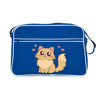 Adorable cat with a tender heart - Retro Bag - blue/white - Front