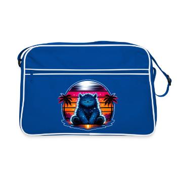 Cuddly kitten in the neon cosmos - Retro Bag - blue/white - Front