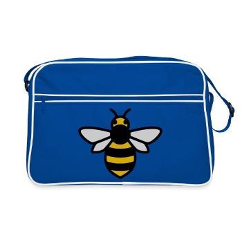 Biene Insekt Cartoon - Retro Tasche - Blau/Weiß - Vorne