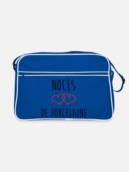 porcelain wedding 20 years of love - Retro Bag - blue/white - Front