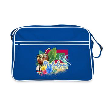Maldives Turtle Retro Indian Ocean Design - Retro Bag - blue/white - Front