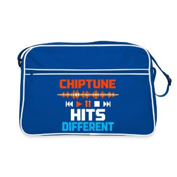 Chiptune shoots differently | 8-Bit Music Humor - Retro Bag - blue/white - Front